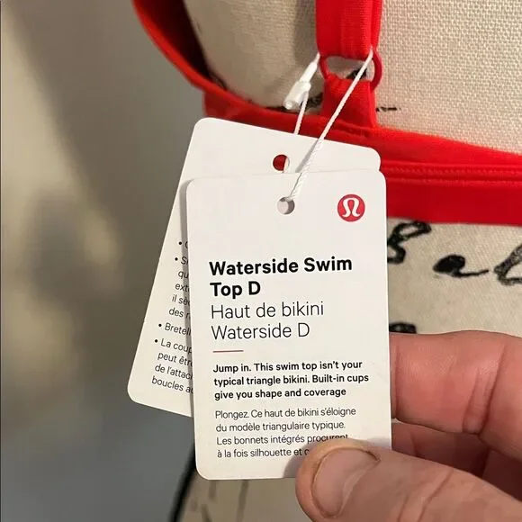 Lululemon Waterside Swim Top D Red Built In Cups Travel Beach Boat Vacation NWT - Picture 9 of 14